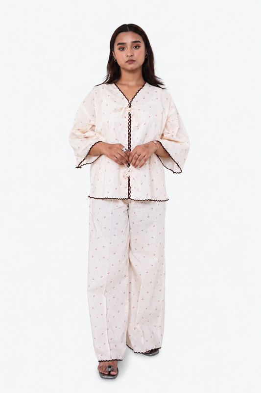 Ivory Floral Print Co-ord Set