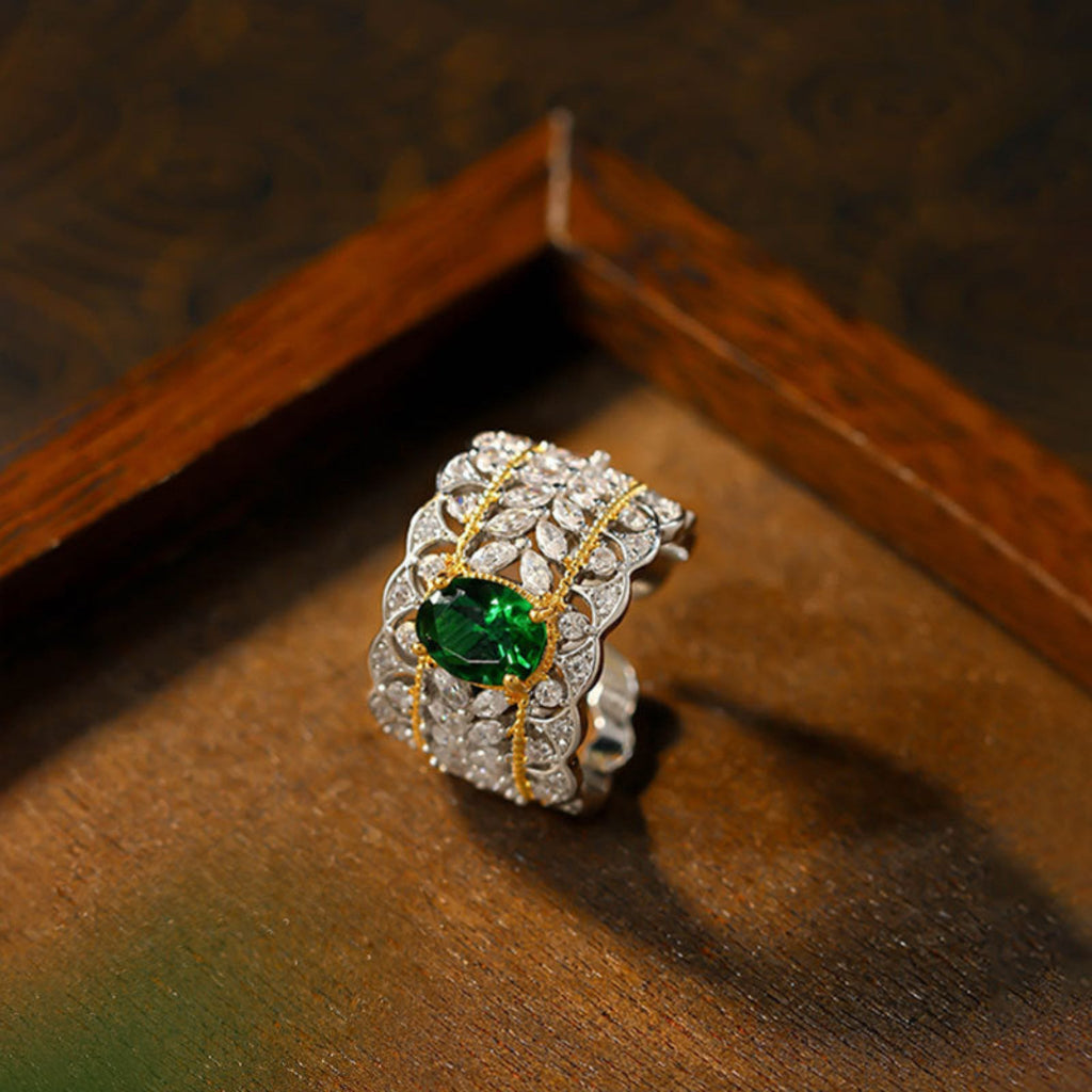 Emerald Ring 18K Gold Plated