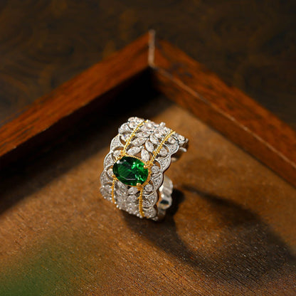 Emerald Ring 18K Gold Plated