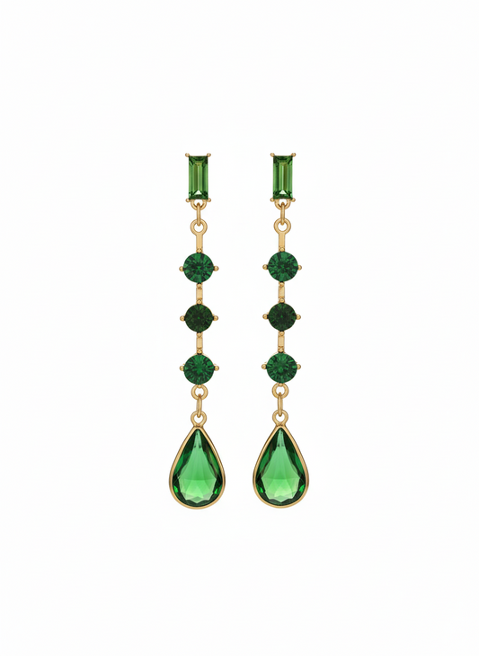 Emerald Crystal Dangling Drop Earrings