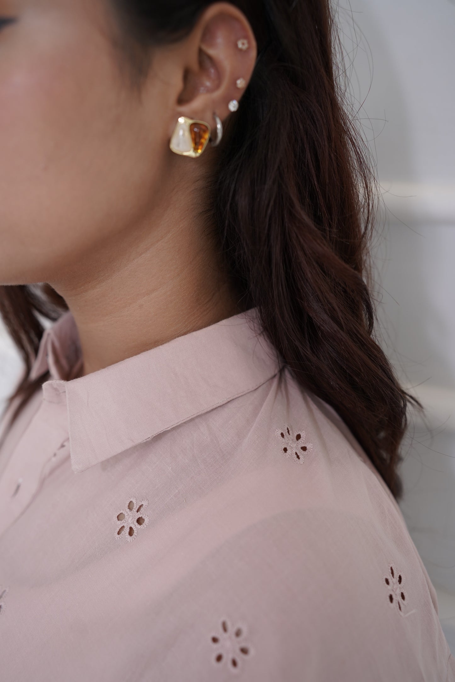 Tiger Eye Stone 18K Gold Plated Studs
