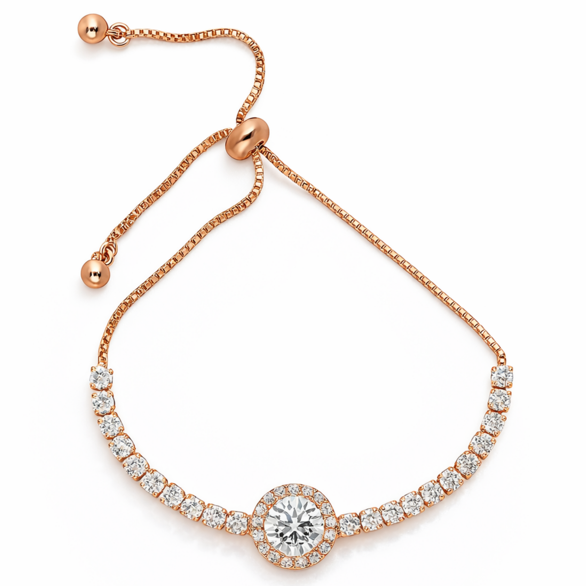 Rose gold bracelet with a central diamond 