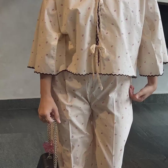 Ivory Floral Print Co-ord Set